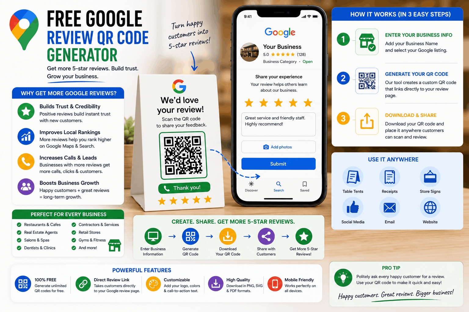 Free Google Review QR Code Generator